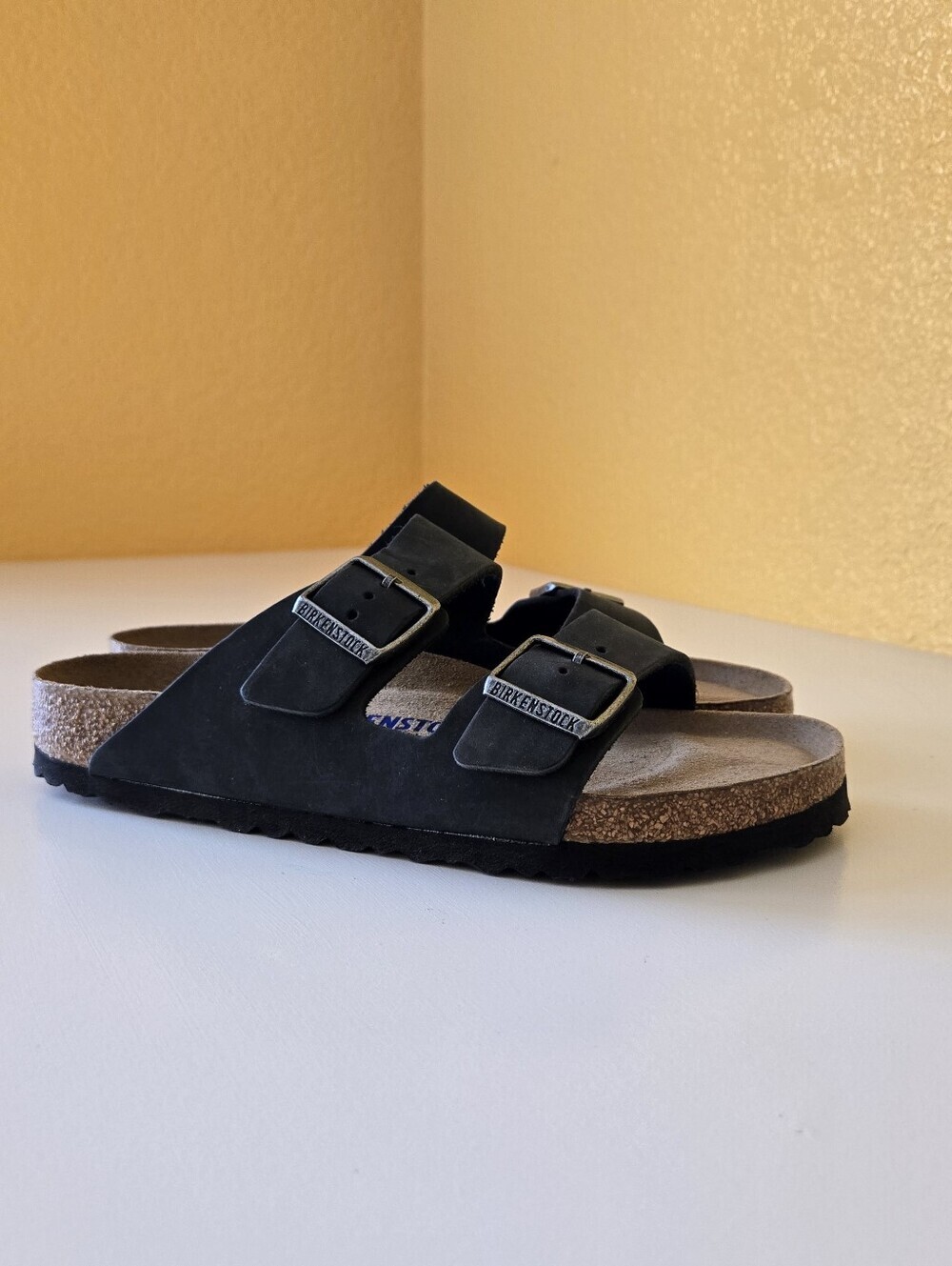 Birkenstock Arizona Soft Footbed Sandal Oiled Black Nubuck Leather Size L9 / M7 - Picture 11 of 12